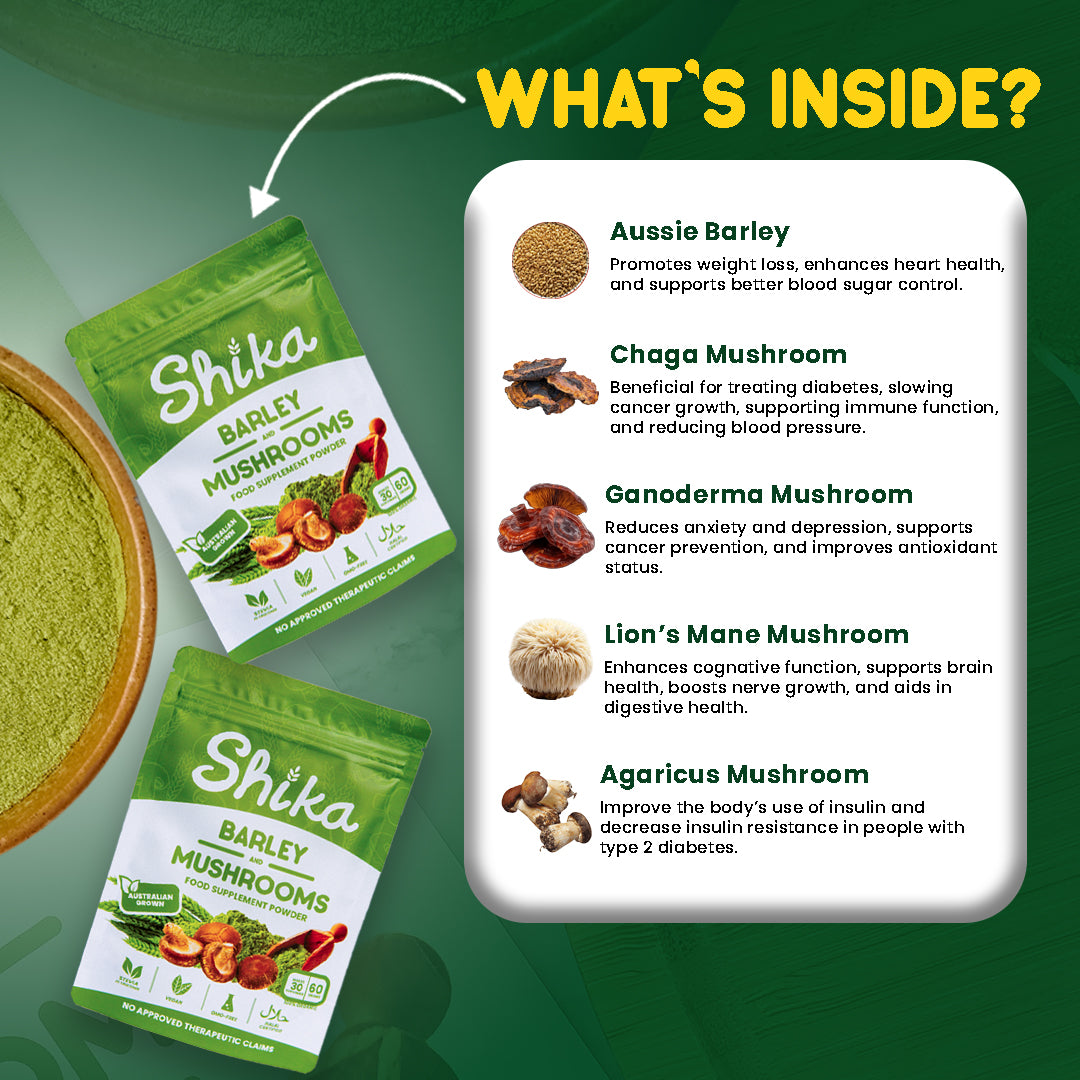 SHIKA BARLEY & MUSHROOMS FOOD SUPPLEMENT POWDER